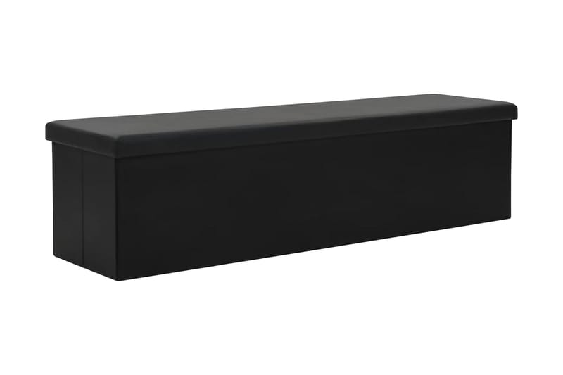 Förvaringsbänk hopfällbar konstläder 150x38x38 cm svart - Svart - Möbler - Stolar & fåtöljer - Sittbänk