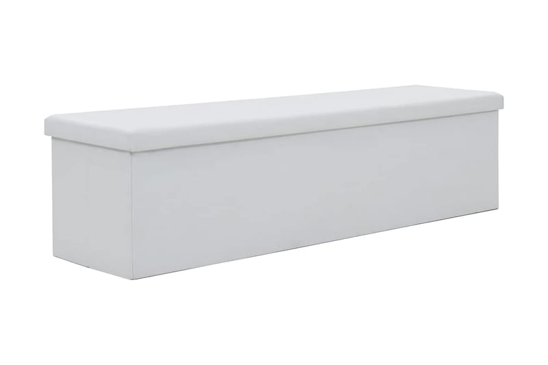 Förvaringsbänk hopfällbar konstläder 150x38x38 cm vit - Vit - Möbler - Stolar & fåtöljer - Sittbänk - Skobänk & skohylla med bänk
