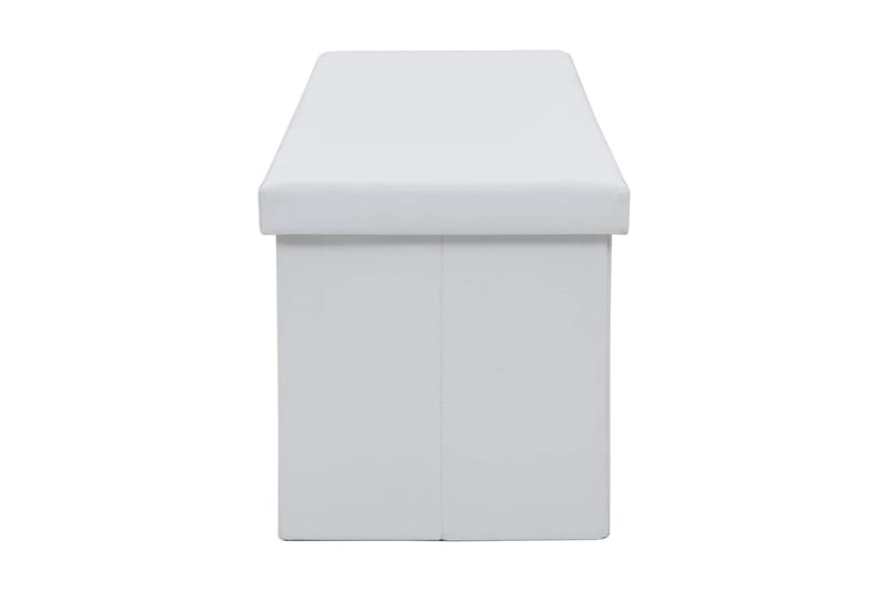 Förvaringsbänk hopfällbar konstläder 150x38x38 cm vit - Vit - Möbler - Stolar & fåtöljer - Sittbänk
