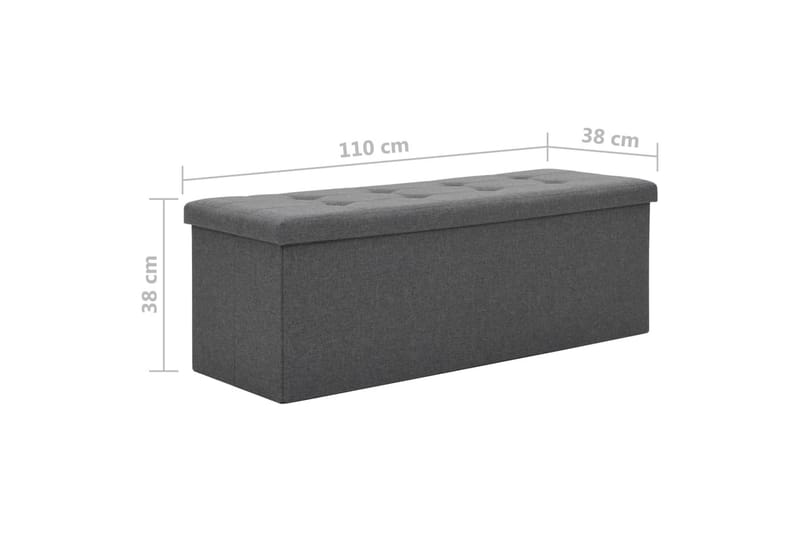 Förvaringsbänk hopfällbar konstlinne 110x38x38 cm mörkgrå - Grå - Möbler - Stolar & fåtöljer - Sittbänk