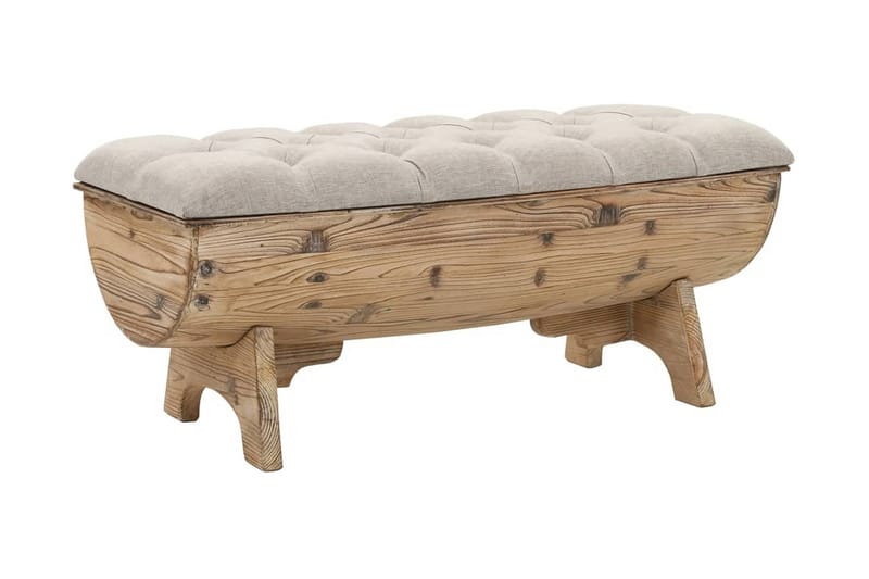 Förvaringsbänk massivt trä och tyg 103x51x44 cm - Vit - Möbler - Soffa - Bäddsoffa - Futon - Futon soffa