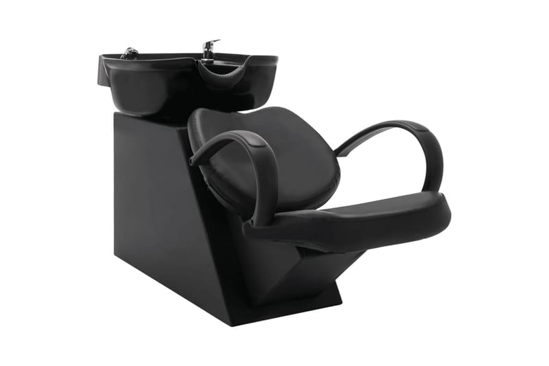 Schamponeringsstol med handfat svart konstläder - Svart - Möbler - Stolar & fåtöljer - Snurrstol & Gungstol