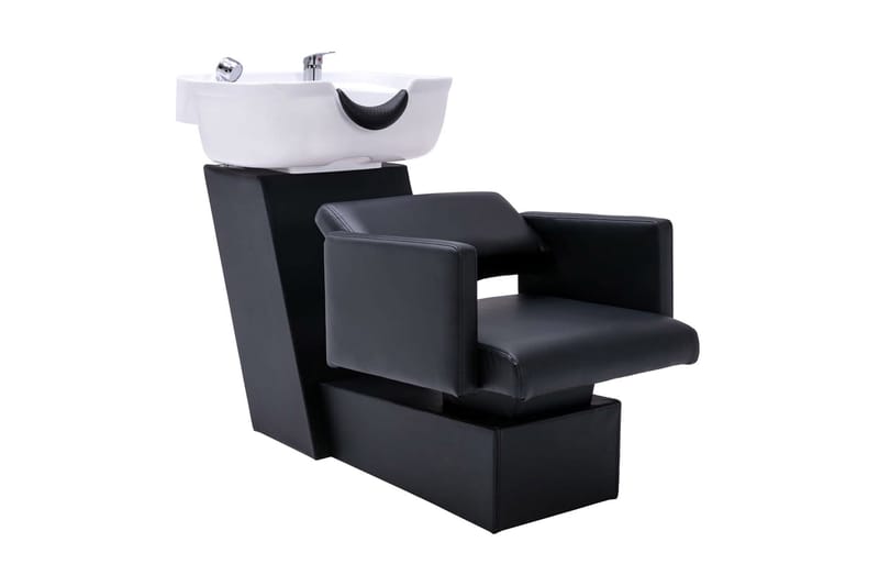 Schamponeringsstol med handfat svart och vit 129x59x82 cm ko - Flerfärgad - Möbler - Stolar & fåtöljer - Snurrstol & Gungstol