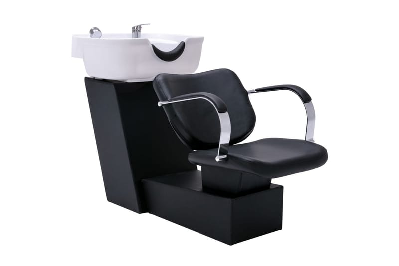Schamponeringsstol med tvättställ svart och vit 137x59x82 cm - Svart - Möbler - Stolar & fåtöljer - Snurrstol & Gungstol