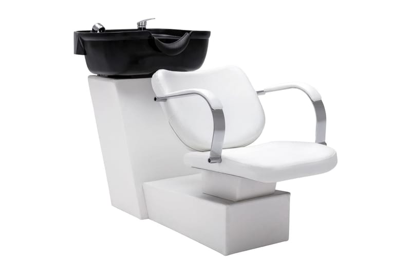 Schamponeringsstol med tvättställ vit och svart 137x59x82 cm - Vit - Möbler - Stolar & fåtöljer - Snurrstol & Gungstol