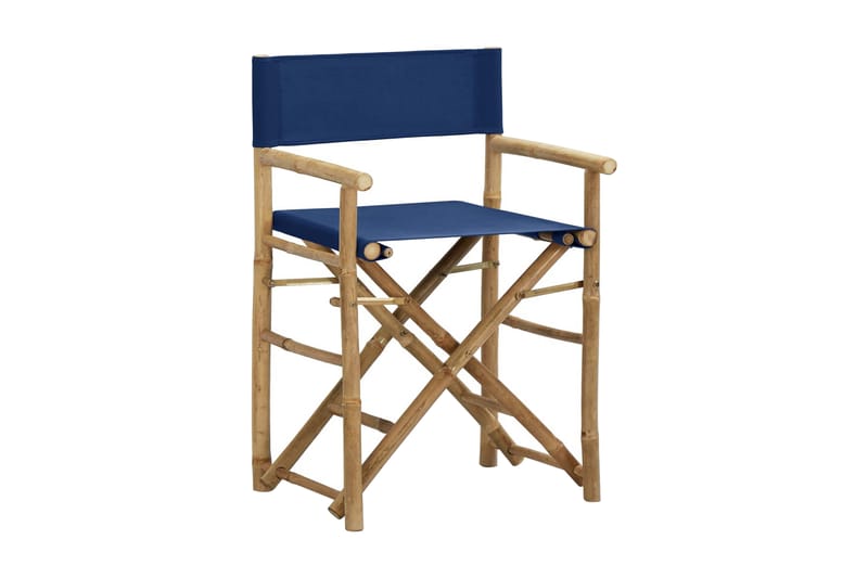 Hopfällbara regissörsstolar 2 st blå bambu och tyg - Blå - Möbler - Stolar & fåtöljer