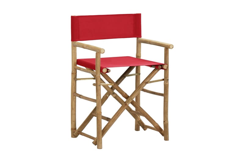 Hopfällbara regissörsstolar 2 st röd bambu och tyg - Röd - Möbler - Stolar & fåtöljer