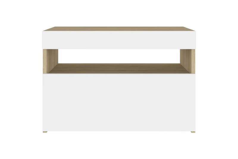 Sängbord med LED-belysning vit och sonoma-ek 60x35x40 cm - Vit - Möbler - Bord & matgrupper - Avlastningsbord & sidobord - Sängbord & nattduksbord