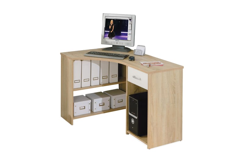 Isolde Hörnskrivbord 118 cm - Vit/Ljus ek - Möbler - Bord & matgrupper - Kontorsbord - Skrivbord - Hörnskrivbord