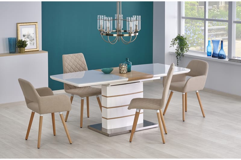 Riera Förlängningsbart Matbord 140 cm - Vit/Ek - Möbler - Bord - Matbord & köksbord