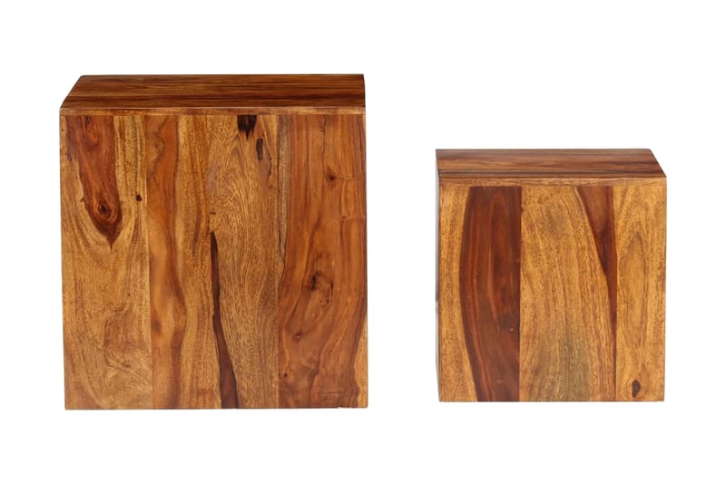 Soffbord 2 delar massivt sheshamträ 40x40x40 cm - Brun - Möbler - Bord & matgrupper - Soffbord