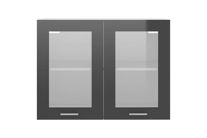 Väggskåp med glasdörrar grå högglans 80x31x60 cm spånskiva - Grå - Möbler - Förvaring - Vitrinskåp