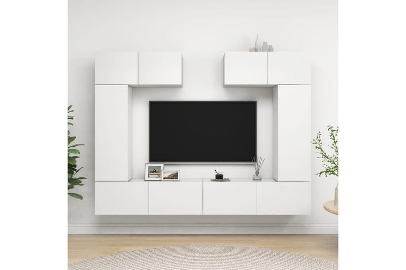 TV-skåp 6 delar vit spånskiva - Vit - Möbler - Tv-möbler & mediamöbler - TV-skåp