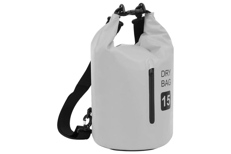 Vattentät packpåse med dragkedja grå 15 L PVC - Sport & fritid - Camping & vandring - Friluftskök & campingkök