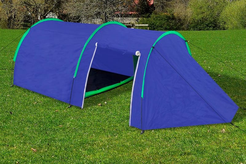 Campingtält 4-personer marinblå, gröna linjer - Blå - Sport & fritid - Camping & vandring - Tält