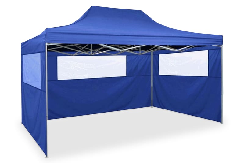 Hopfällbart tält med 3 väggar 3x4,5 m blå - Blå - Sport & fritid - Camping & vandring - Tält - Campingtält