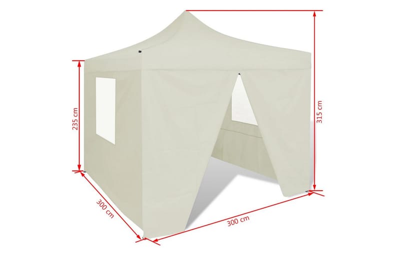Hopfällbart tält med 4 väggar 3x3 m gräddvit - Kräm - Sport & fritid - Camping & vandring - Tält