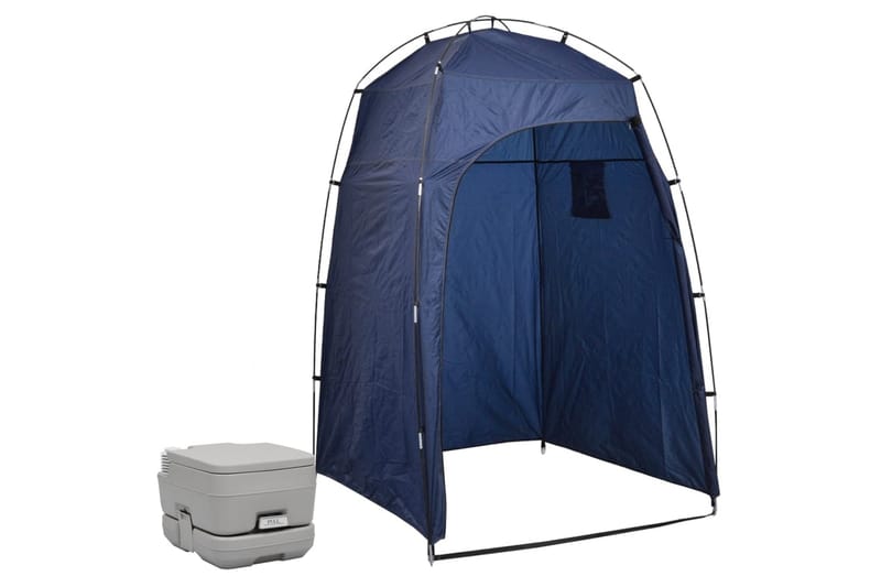 Portabel campingtoalett med tält 10+10 L - Blå - Sport & fritid - Camping & vandring - Tält