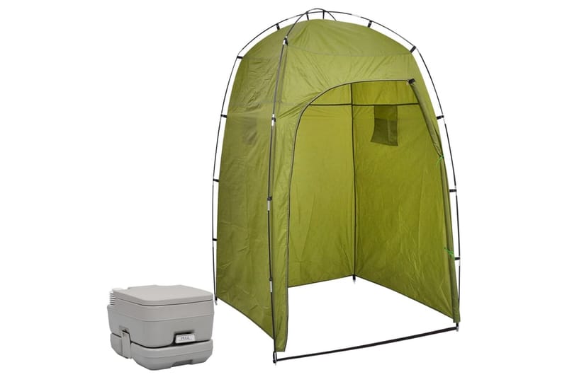 Portabel campingtoalett med tält 10+10 L