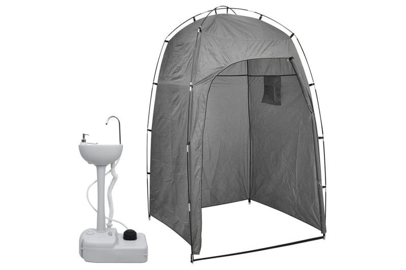 Portabelt campinghandfat med tält 20 L