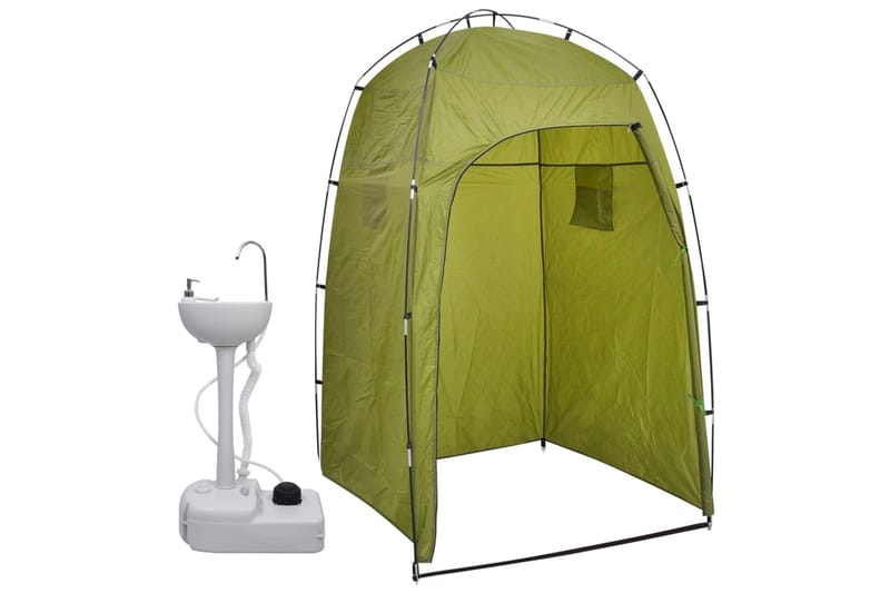Portabelt campinghandfat med tält 20 L
