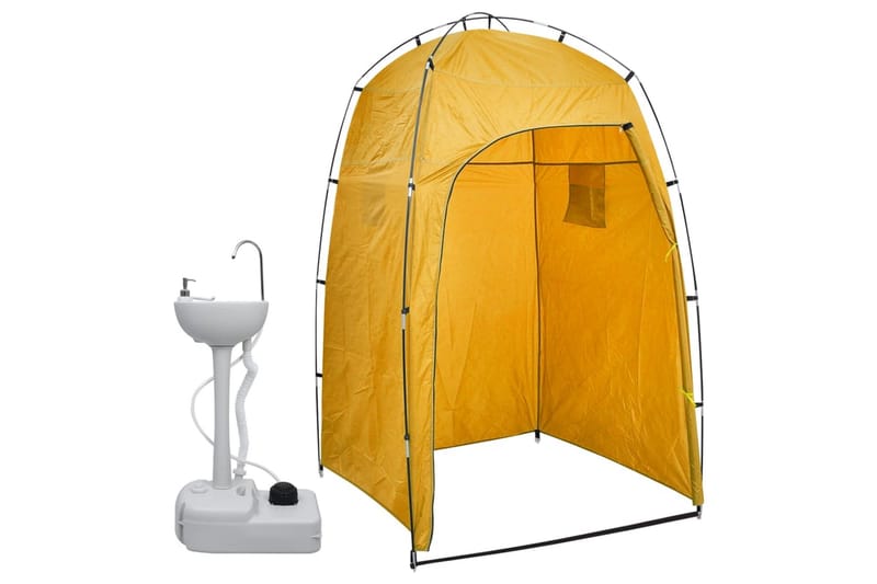 Portabelt campinghandfat med tält 20 L - Gul - Sport & fritid - Camping & vandring - Tält