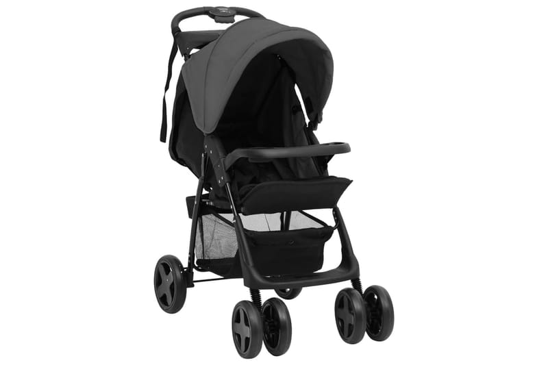 Barnvagn 2-i-1 mörkgrå och svart stål - Grå - Sport & fritid - För barn - Barnvagn - Duovagn