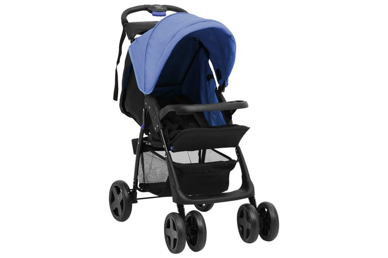 Barnvagn 2-i-1 marinblå och svart stål - Blå - Sport & fritid - För barn - Barnvagn - Duovagn