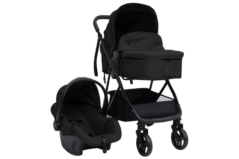 Barnvagn 3-i-1 antracit och svart stål - Grå - Sport & fritid - För barn - Bilstolar & babyskydd - Babyskydd
