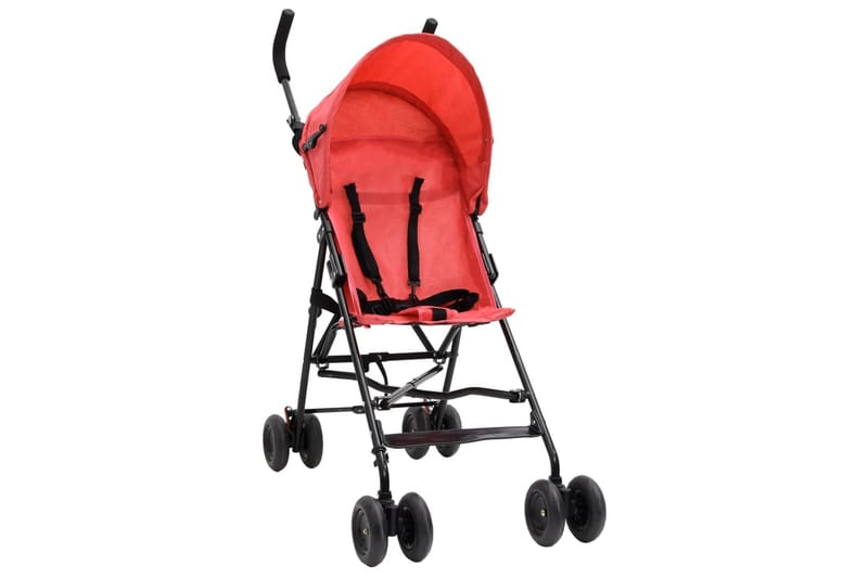 Paraplyvagn röd och svart stål - Röd - Sport & fritid - För barn - Barnvagn - Liggvagn