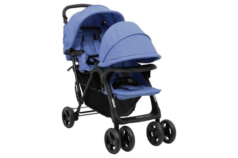 Tandem tvillingvagn marinblå stål - Blå - Sport & fritid - För barn - Barnvagn - Syskonvagn