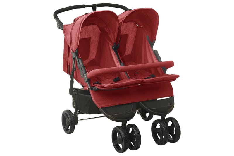 Tvillingvagn röd stål - Röd - Sport & fritid - För barn - Barnvagn - Syskonvagn