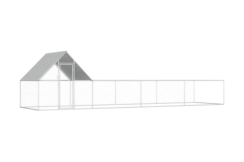Hönsbur 8x2x2 m galvaniserat stål - Silver - Hus & renovering - Insynsskydd & inhägnad - Djurgård & djurhus - Hönsgård