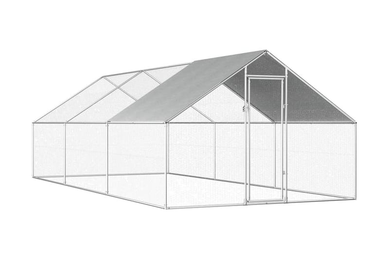 Hönsbur för utomhusbruk 2,75x6x1,92 m galvaniserat stål - Silver - Sport & fritid - För djuren - Fågel - Hönshus