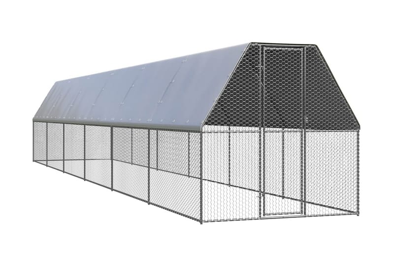 Hönsbur för utomhusbruk 2x12x2 m galvaniserat stål - Silver - Sport & fritid - För djuren