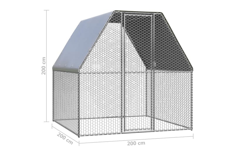 Hönsbur för utomhusbruk 2x2x2 m galvaniserat stål - Silver - Sport & fritid - För djuren - Fågel - Hönshus