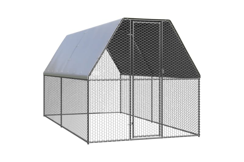 Hönsbur för utomhusbruk 2x4x2 m galvaniserat stål - Silver - Sport & fritid - För djuren