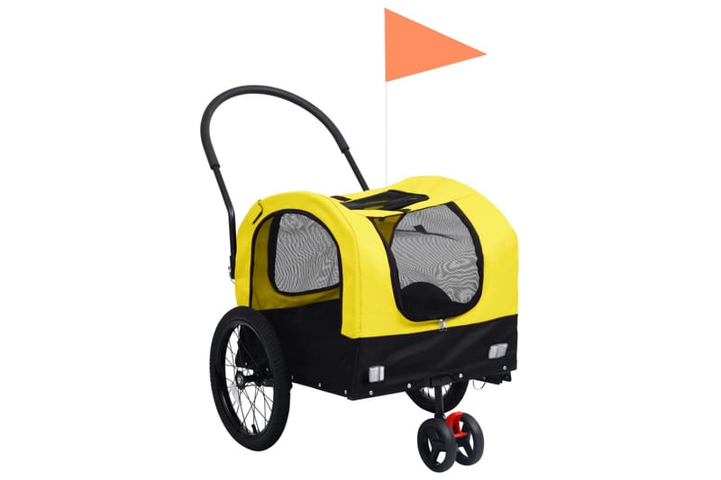 2-i-1-Cykelvagn för husdjur och joggingvagn gul och svart - Gul - Sport & fritid - För djuren - Hund - Hundvagn & cykelkorg hund