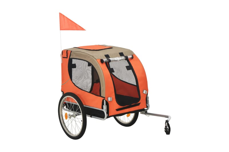 Cykelvagn för hund orange och grå