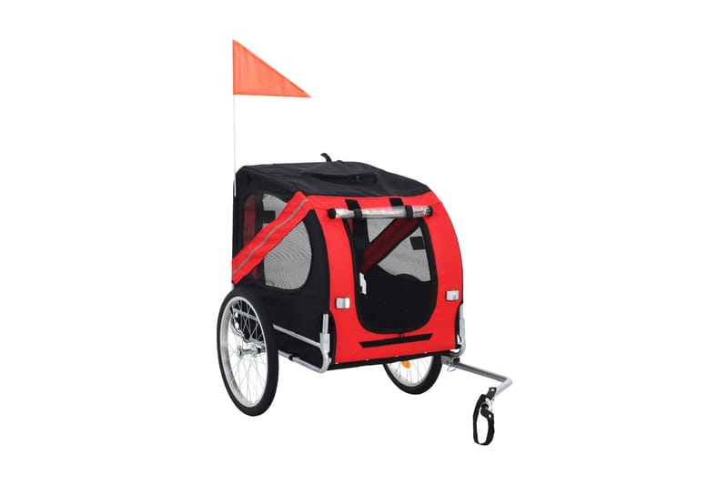 Cykelvagn för hund röd och svart