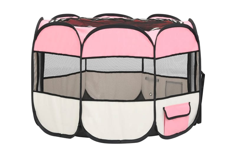 Hopfällbar hundhage med väska rosa 90x90x58 cm