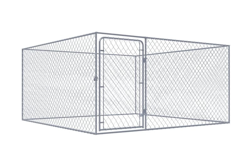 Hundgård för utomhusbruk galvaniserat stål 2x2x1 m - Silver - Sport & fritid - För djuren - För hund - Hundkoja & hundgård
