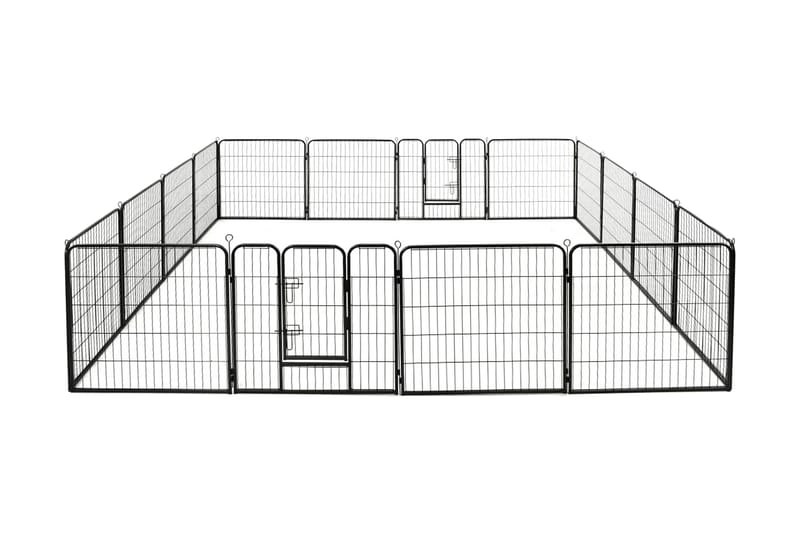 Hundhage 16 paneler stål 80x80 cm svart - Svart - Sport & fritid - För djuren - För hund - Hundkoja & hundgård