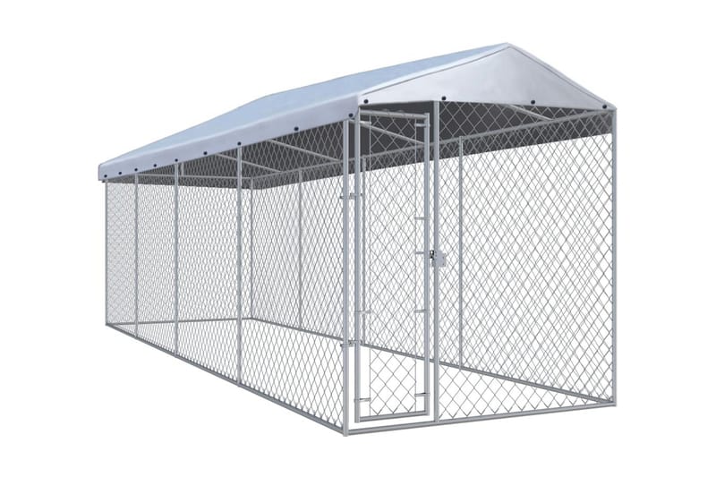 Hundkennel för utomhusbruk med tak 760x190x225 cm - Silver - Sport & fritid - För djuren - Hund - Hundmöbler