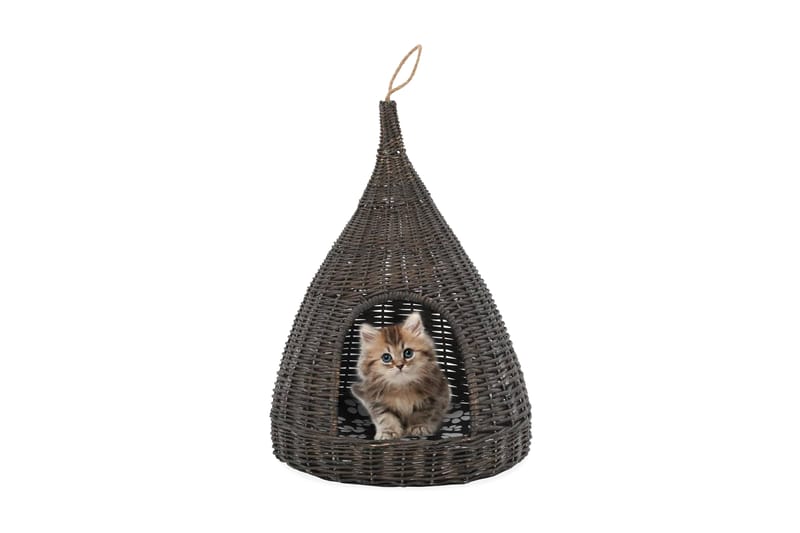 Kattkoja med dyna grå 40x60 cm naturlig pil tipi - Grå - Sport & fritid - För djuren - Katt - Kattmöbler - Katthus