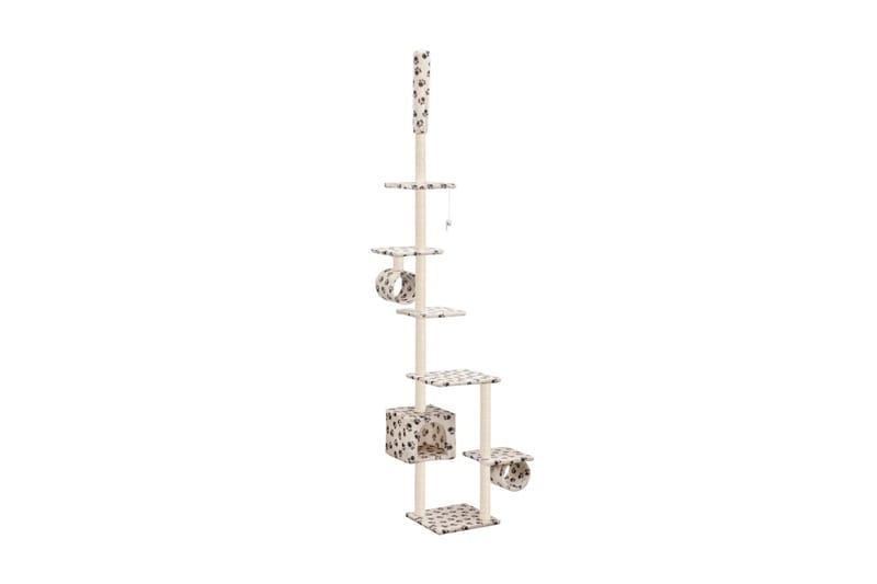 Klösträd med klöspelare i sisal 260 cm tassavtryck beige - Beige - Sport & fritid - För djuren - Katt - Kattmöbler