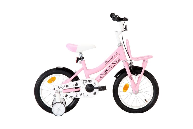 Barncykel med frampakethållare 14 tum vit och rosa - Rosa - Sport & fritid - Friluftsliv - Cyklar - Barncykel & juniorcykel