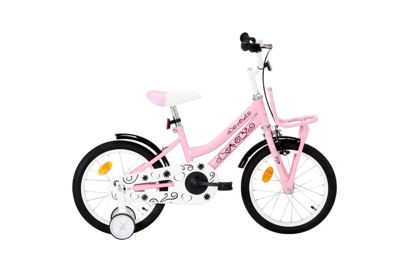 Barncykel med frampakethållare 16 tum vit och rosa - Rosa - Sport & fritid - Friluftsliv - Cyklar - Barncykel & juniorcykel
