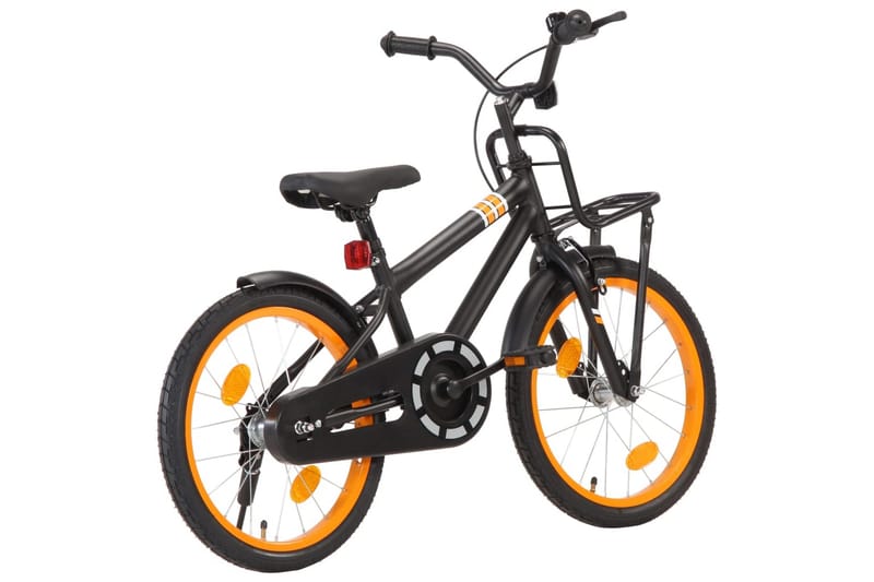 Barncykel med frampakethållare 18 tum svart och orange - Orange - Sport & fritid - Friluftsliv - Cyklar - Barncykel & juniorcykel