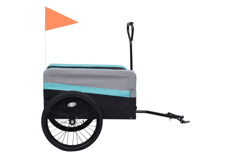 2-i-1 XXL Cykelvagn med handtag grå och svart - Blå - Sport & fritid - Friluftsliv - Cyklar - Cykeltillbehör